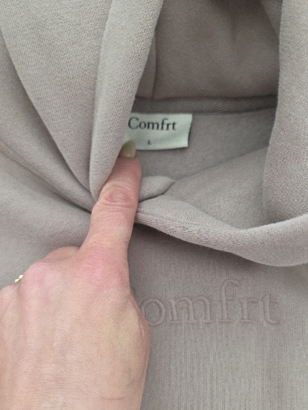 Women's Beige Hooded Sweatshirt - Comfort Embossed Logo - Picture 2 of 4